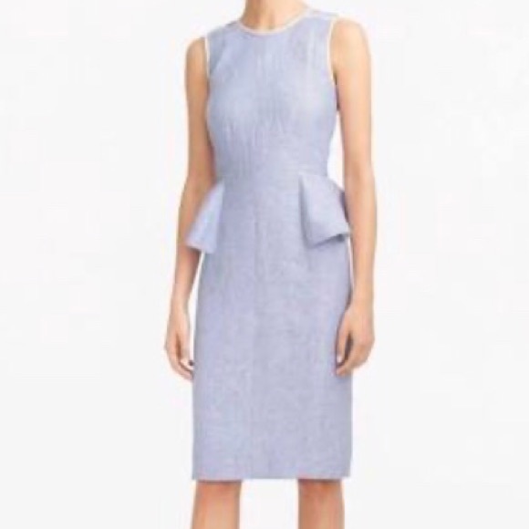 NWT J CREW LINEN PEPLUM FRENCH PERI BLUE DRESS - Picture 7 of 15